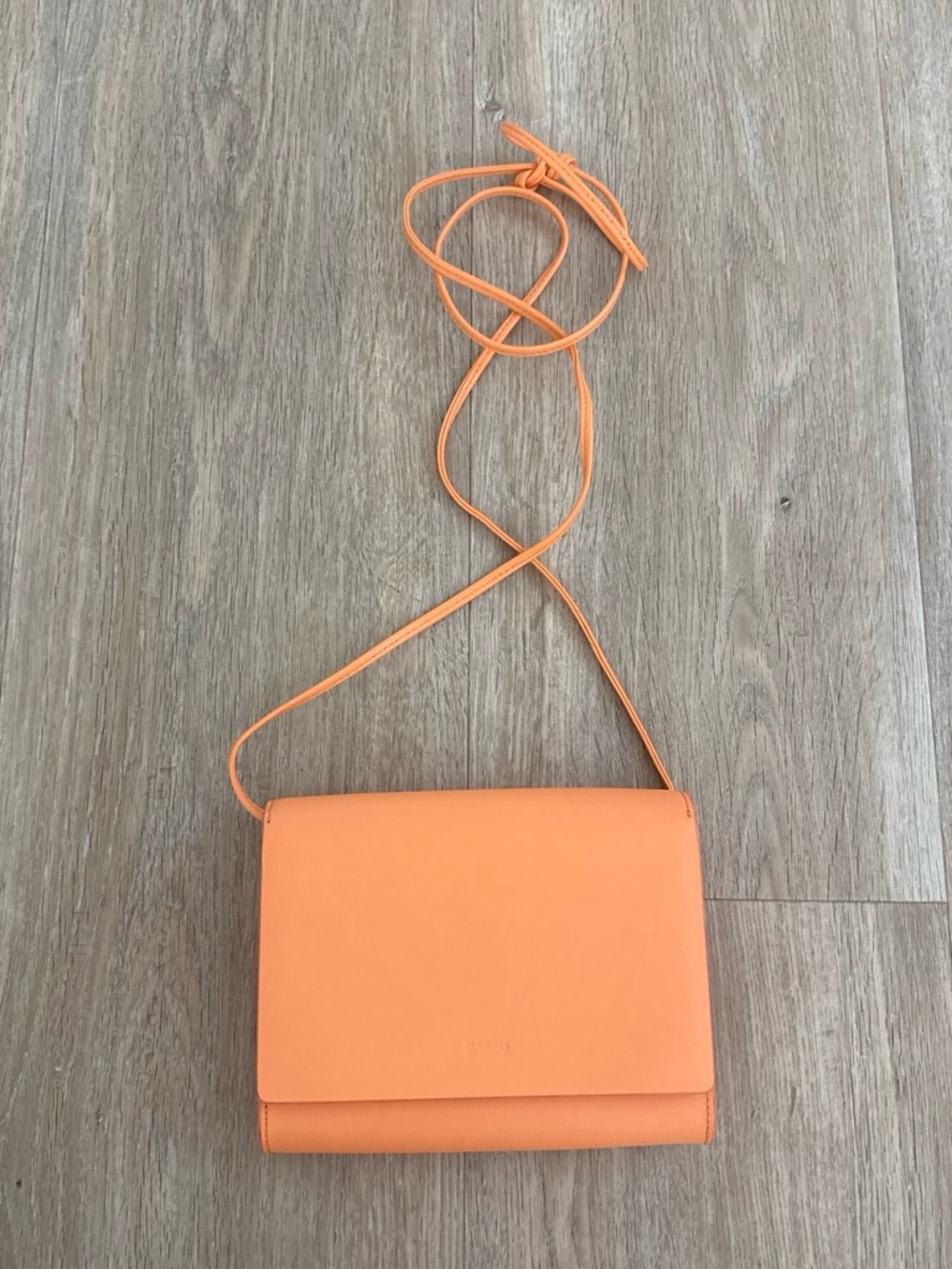 Baggu Sherbet Orange Leather Mini Crossbody Shoulder Bag
